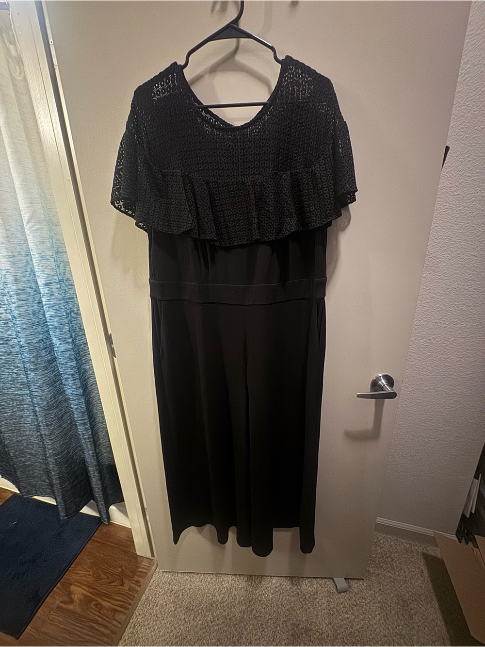 Elegant Black Women's Ruffle Overlay Jumpsuit